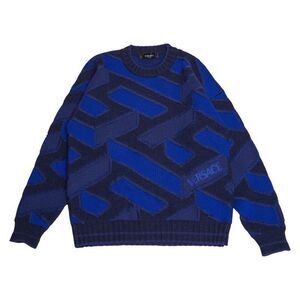 Versace Knit Size 44 Blue Navy Wool Men's Versace